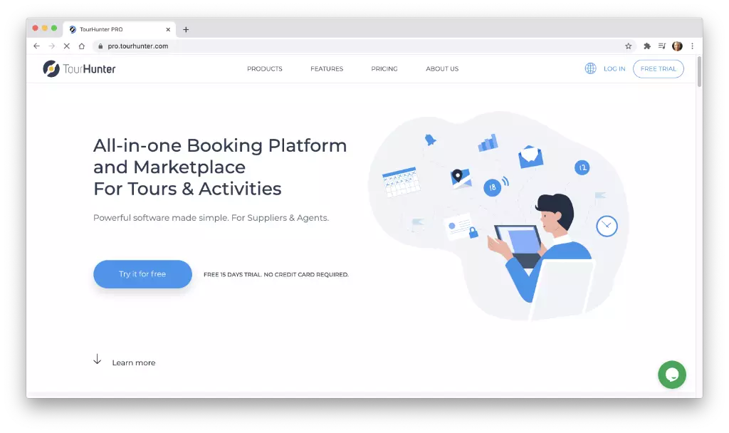 TourHunter Booking Platform - Tour booking interface with search and filter options